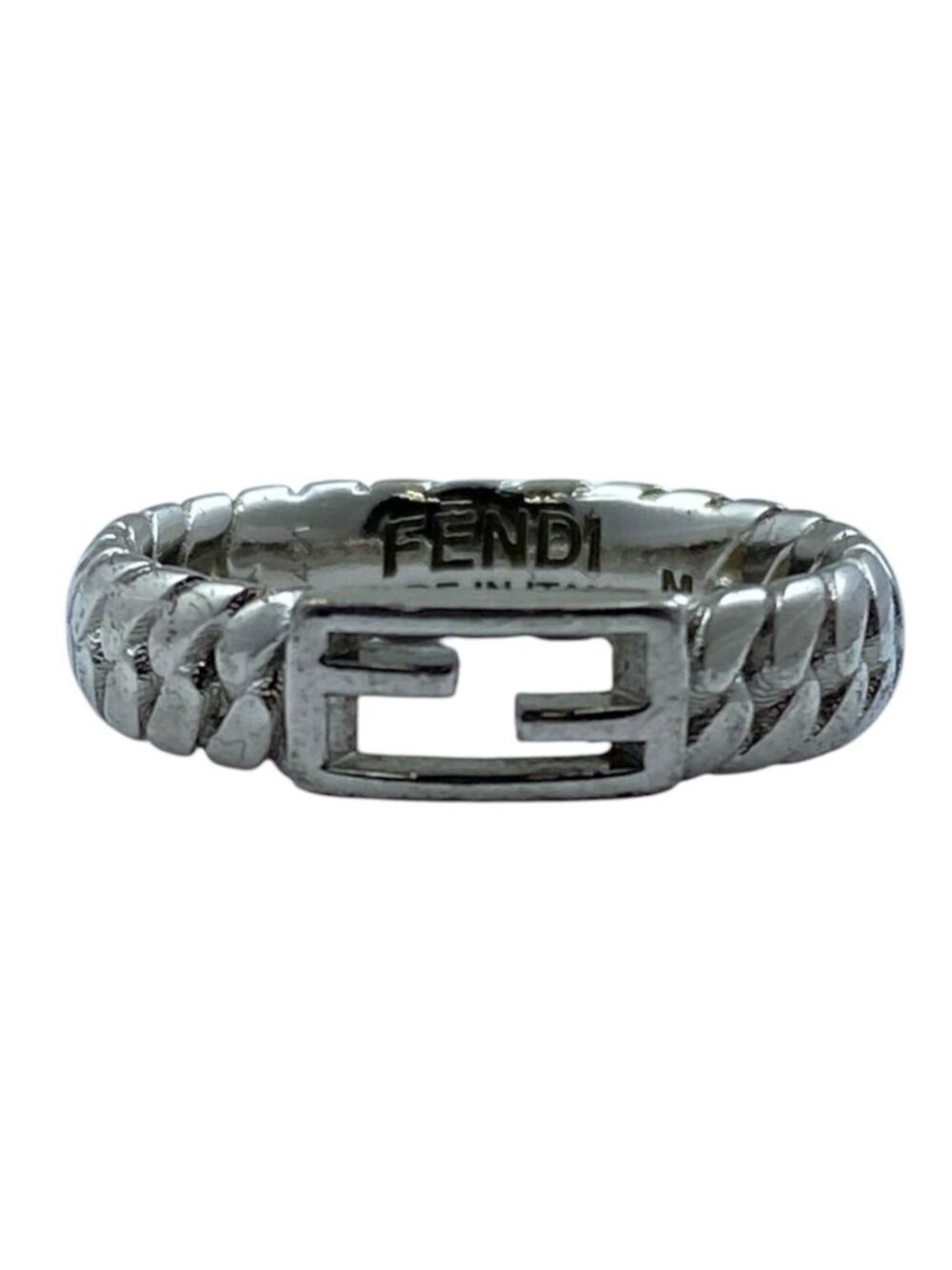 Fendi Bucket Ring FF Logo Accessory Silver